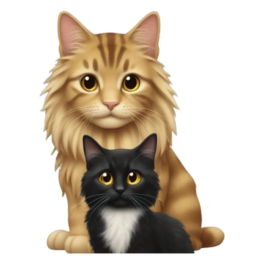 a long haired tabby full body and black cat sticker