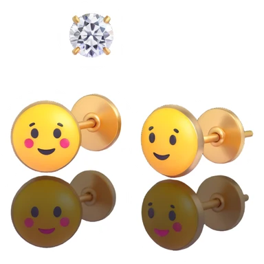 pair of 3D emoji-style diamond stud earrings, sparkling and elegant sticker
