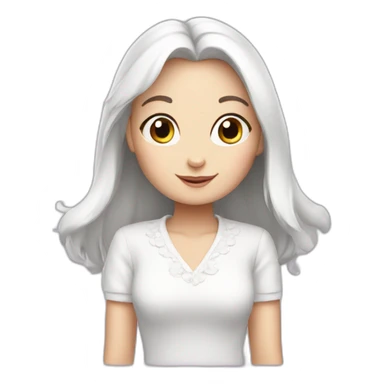 Cute lady white bunny sticker