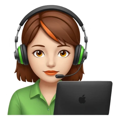woman, brown hair, wearing a headset. she is controling limits from green, to orange, to red on the computer sticker