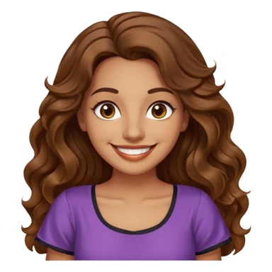 30 yr old italian woman, long brown wavy hair, big brown eyes, huge smile, fancy dress, no bangs, t shirt sticker