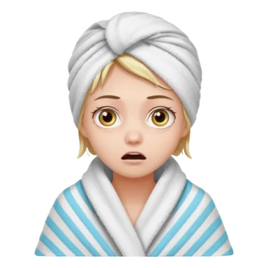 scared clean girl with bath towels sticker