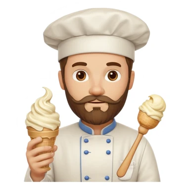 bearded chef holding ice cream sticker