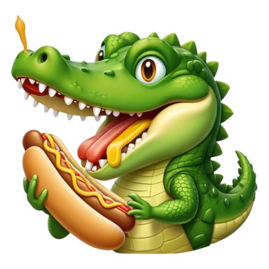 Crocodile eating hot dog  sticker