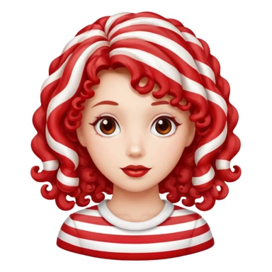 girl with hair made out of candy peppermint sticker
