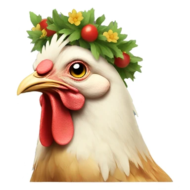 chicken wearing wreath sticker