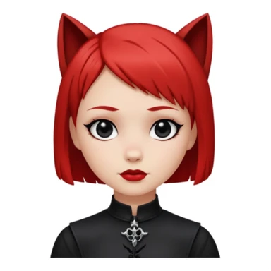 Chica blanca de pelo corto Wolf cut con la parte de abajo del pelo rojo y la cara redondeada ojos negros y ropa gotica  sticker