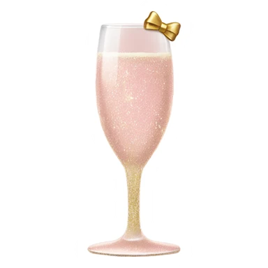 Light Pink glitter champagne glass with gold bow sticker