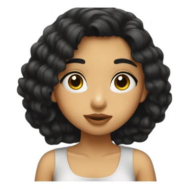 a latin girl with black hair giving a kiss sticker