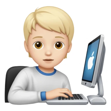 a white child programs on a computer sticker