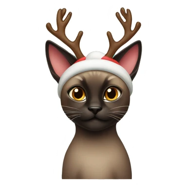 Dark Siamese cat with reindeer Christmas antlers sticker