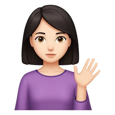 A girl mid length dark hair reaching her shoulders  sticker