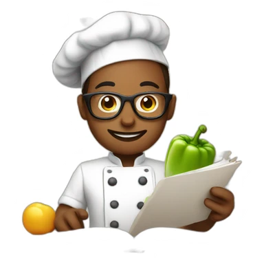 chef reading recipe book sticker
