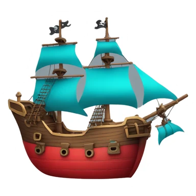 pirate ship in space red and cyan add stars sticker