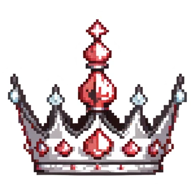 black crown with red jewels, with a subtle sparkle effect sticker