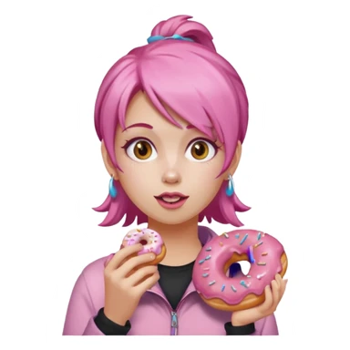 pink hair fat girl eating donuts sticker