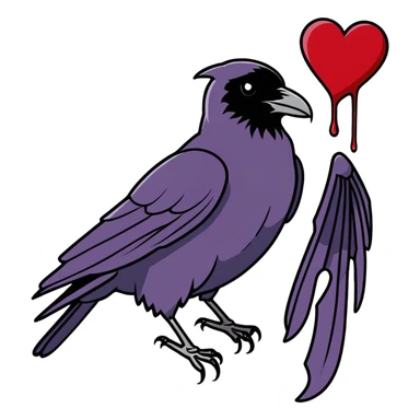 Raven pecking bleeding heart to pieces  sticker