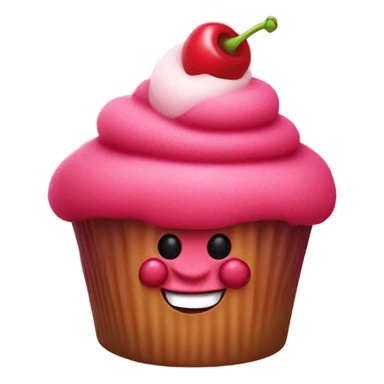 Raspberry and cherry anthropomorphic cupcake skateboarding over a river valley  sticker
