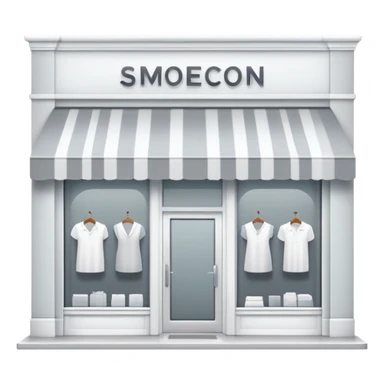 Simple clean storefront icon with soft accents, modern clothing store facade, minimalist design with polished look sticker