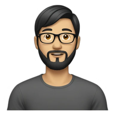 half asian designer with glasses and black hair and beard sticker