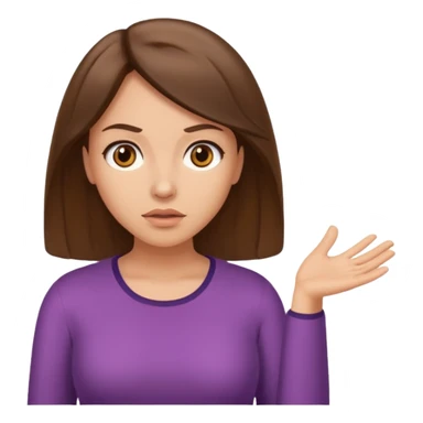 Woman shrugging with brunette hair and light tan skin sticker