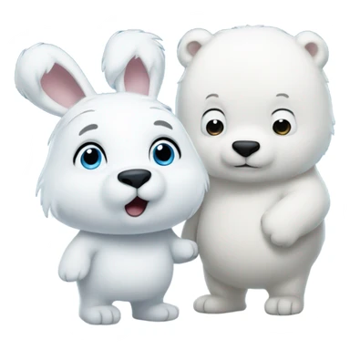 Snow Rabbit and ice bear face to face  sticker