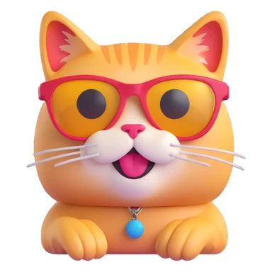 cat wearing sunglasses, vibrant and expressive, 3D emoji style sticker