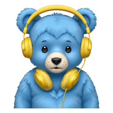 blue bear with yellow headphones sticker
