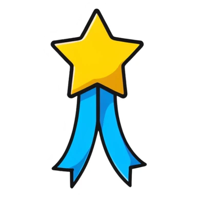 Achievement badge with star and ribbon sticker