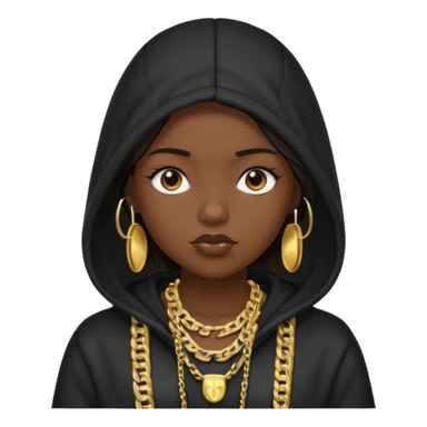 girl with a hood on with dark hair looking like a rapper sticker