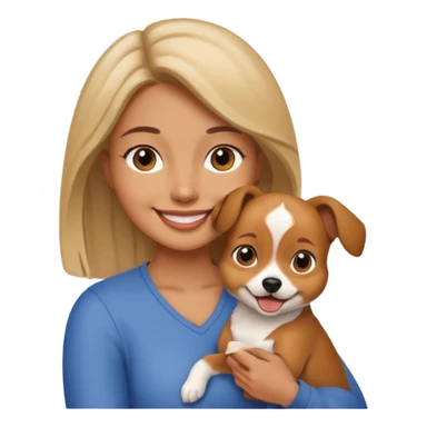 a woman vet holding a small dog sticker