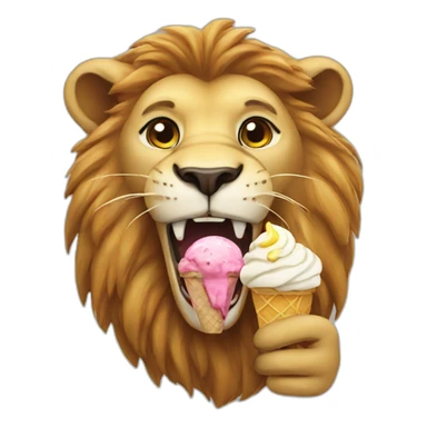 Lion eating icecream sticker
