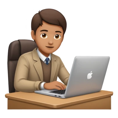person working at desk with laptop sticker