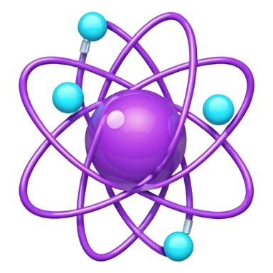 minimalistic atom, neon purple (#8B5CF6) and cyan (#00E0FF), representing Atom team creativity and innovation, clean tech design sticker