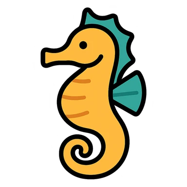 color outline icon of a seahorse sticker