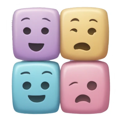 Three pastel blocks two on the bottom, one on top with a written on each block sticker