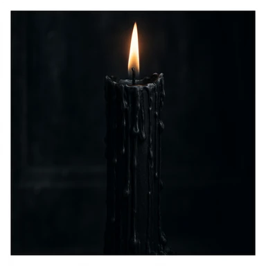 gothic black candle with dripping wax, mysterious sticker