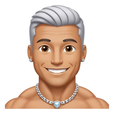 smiling muscular man with  silver jewelry sticker
