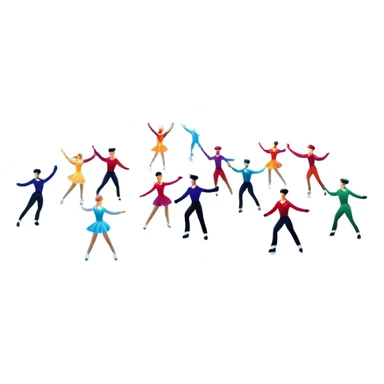 An icon of a theatrical ice show with close-up costumed figure skaters performing a dramatic scene on a glowing ice stage. Spotlights, colorful scenery, and a cheering audience in a grand arena convey the magic and artistry of the ice performance. Transparent background included. sticker