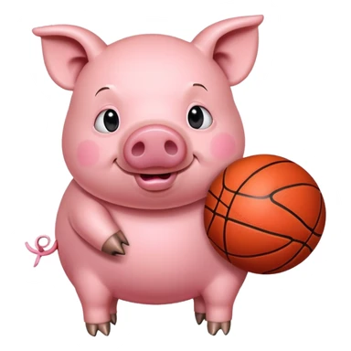 pig holding basketball sticker