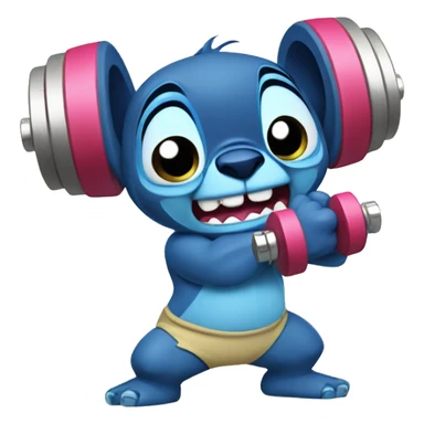 Stitch training with dumbbells from cartoon Lilo & Stitch  sticker