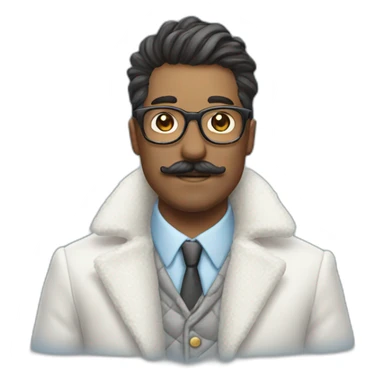 glasses and mustache man, wearing an unicorn flurry winter suit sticker