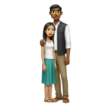  Tall young Indian man with short white Cambodian girl sticker