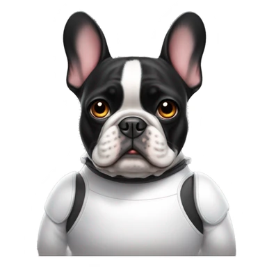 Black & white frenchie with baymax costume sticker