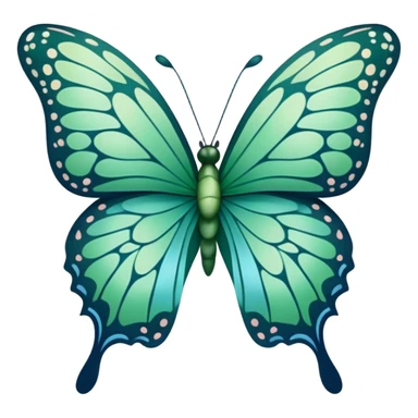 A delicate butterfly with deep green and pastel blue wings resting on a soft green satin ribbon. sticker