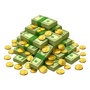 It's an image of money such as coins and bills, but there's only one or two neatly sticker