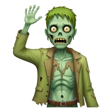 green zombie with one hand raised in the air sticker