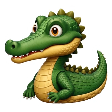 A clay academic alligator. The background is a solid white circle sticker