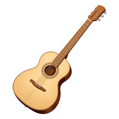 “Flat vector icon of a Cuban tres guitar in three-quarter view, warm brown wood, thick dark outline, minimal details, centered on a soft warm cream or beige rounded-square (or circle) background; outside that shape everything is transparent. High resolution PNG.” sticker