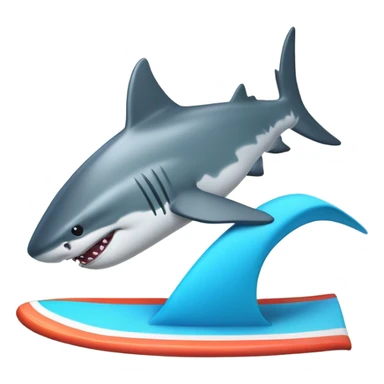 Shark on a surfboard sticker